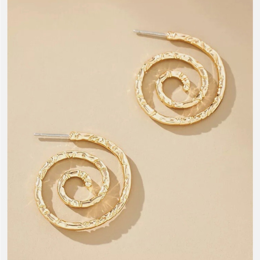 Anthropologie Hammered Spiral Hoop Earrings